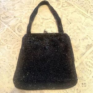 Elegant Vintage Black Beaded Purse